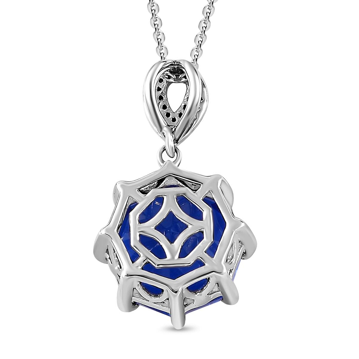 Ceylon Color Quartz &amp; Natural Zircon Pendant with Chain (Size 20) in Platinum Overlay Sterling Silver 10.72 Ct, Silver Wt. 5.83 Gms 4252852 4