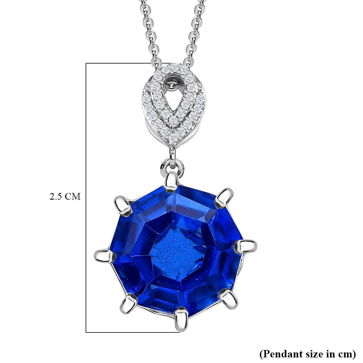 Ceylon Color Quartz &amp; Natural Zircon Pendant with Chain (Size 20) in Platinum Overlay Sterling Silver 10.72 Ct, Silver Wt. 5.83 Gms 4252852 6