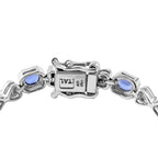 Ceylon Sapphire and Natural Zircon Bracelet (Size - 7.5) with GB Lock Box in Rhodium Overlay Sterling Silver 3.38 Ct, Silver Wt. 9.00 Gms.