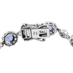 Ceylon Sapphire and Natural Cambodian Zircon Bracelet (Size - 7.5) in Rhodium Overlay Sterling Silver 8.16 Ct, Silver Wt. 10.50 Gms