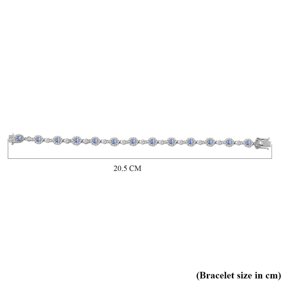 Ceylon Sapphire and Natural Cambodian Zircon Bracelet (Size - 7.5) in Rhodium Overlay Sterling Silver 8.16 Ct, Silver Wt. 10.50 Gms 7256085 3