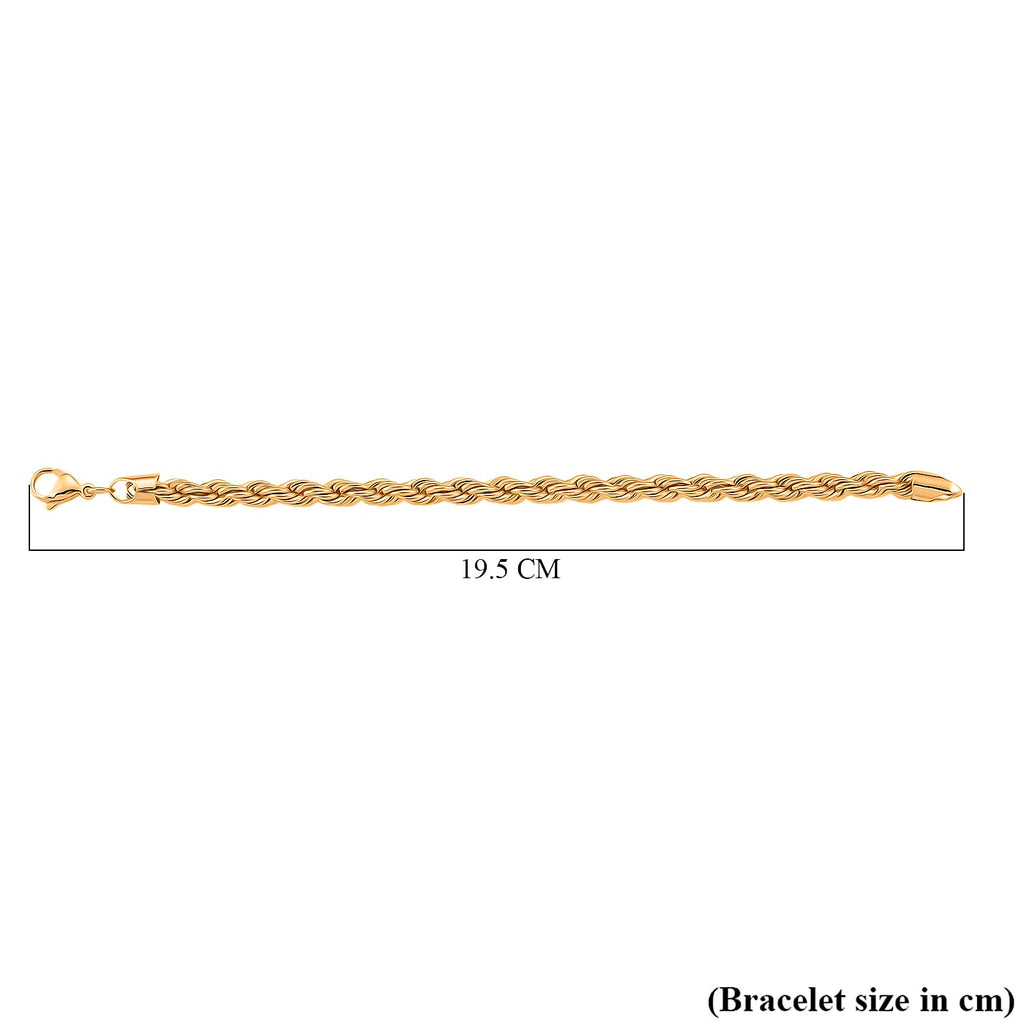 Chunky Rope Bracelet (Size 7.5) in Yellow Gold Plated