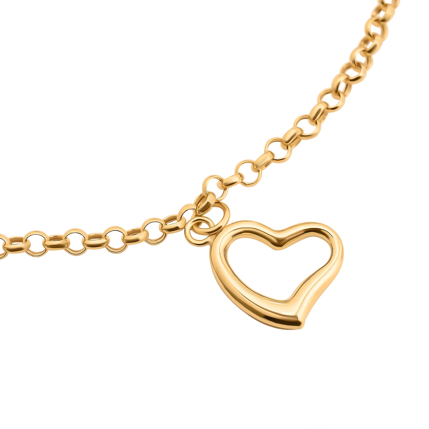 Chain Bracelet with Heart Charm Bracelet in 9K Yellow Gold 7 Inch 3551197 1