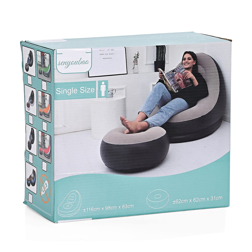 Inflatable Chair with Ottoman Footrest - Navy