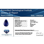 Certified and Appraised AAAA Tanzanite Loose Gemstone (Pear Shape) 27.52 ct.