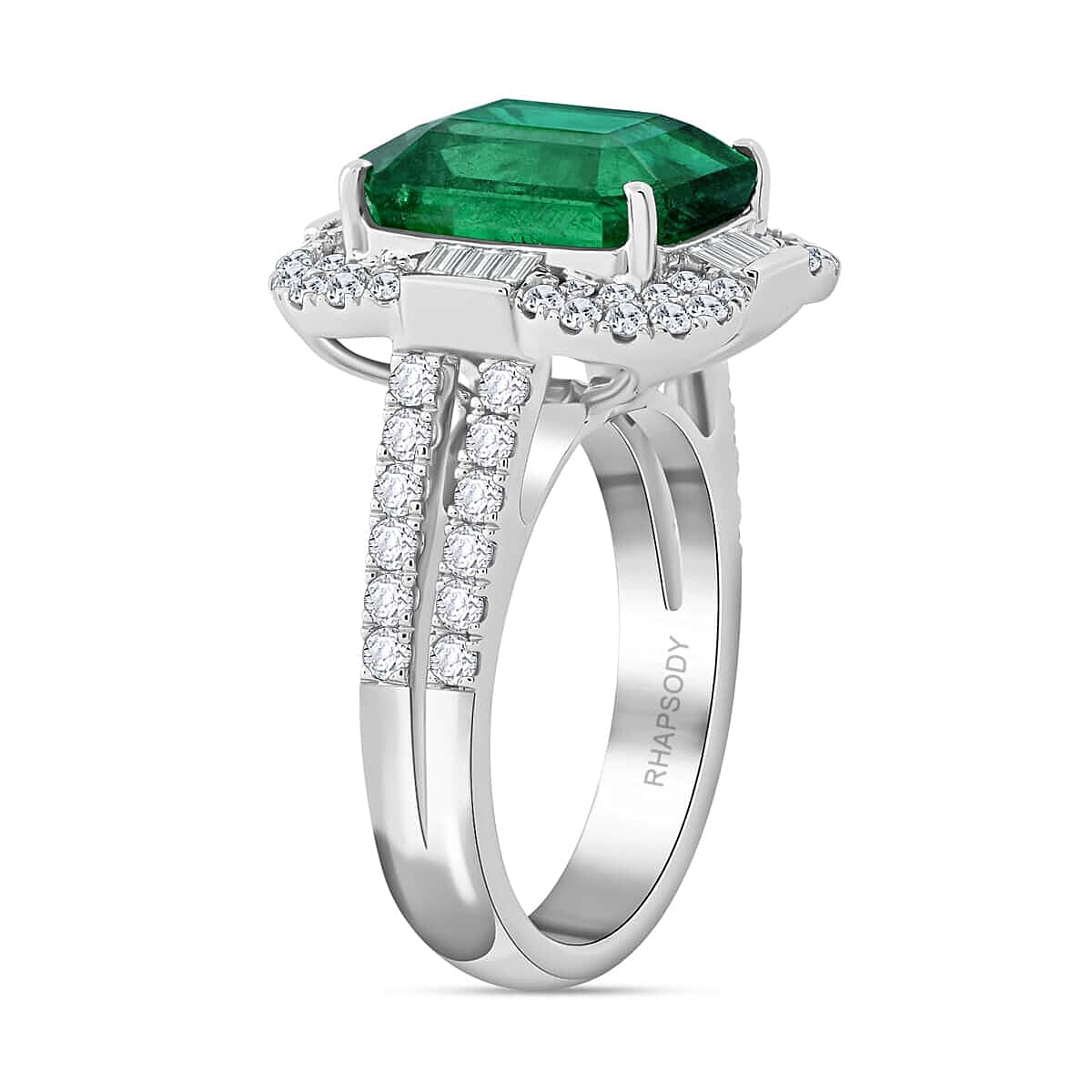 Chairman Vault Collection Certified &amp; Appraised RHAPSODY AAAA Ethiopian Emerald, Diamond Halo Ring in 950 Platinum 7.99 Ct. (E-F VS) 7769586 6