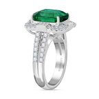 RHAPSODY-950 Platinum AGI Certified AAAA Ethiopian & VS-E-F Natural Diamond Emerald Cut Halo Ring 7.99 Ct, Platinum Wt.11.92 Gms