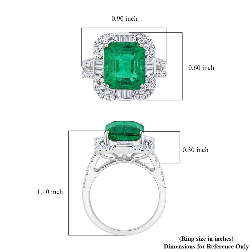 RHAPSODY-950 Platinum AGI Certified AAAA Ethiopian & VS-E-F Natural Diamond Emerald Cut Halo Ring 7.99 Ct, Platinum Wt.11.92 Gms