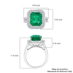 RHAPSODY-950 Platinum AGI Certified AAAA Ethiopian & VS-E-F Natural Diamond Emerald Cut Halo Ring 7.99 Ct, Platinum Wt.11.92 Gms