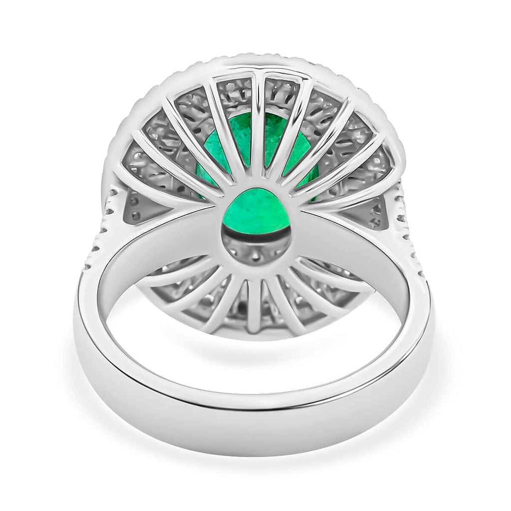 Certified and Appraised RHAPSODY 950 Platinum AAAA Kagem Zambian Emerald, Diamond Ring 5.40 Ct