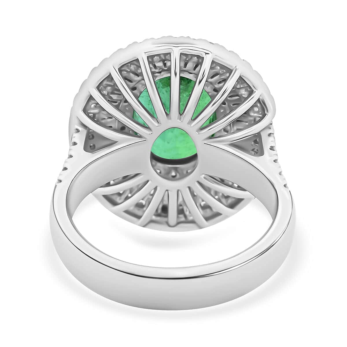 Chairman Vault Collection - Certified and Appraised RHAPSODY 950 Platinum AAAA Kagem Zambian Emerald and E-F VS Diamond Triple Halo Ring 5.40 Ct 7779285 4