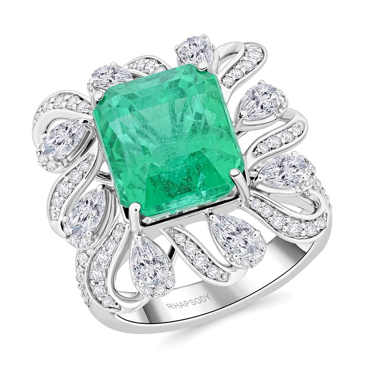 Chairman's Vault RHAPSODY 950 Platinum AAAA Ethiopian Emerald White Diamond VS Ring 9.30 Ct. 7769599 0