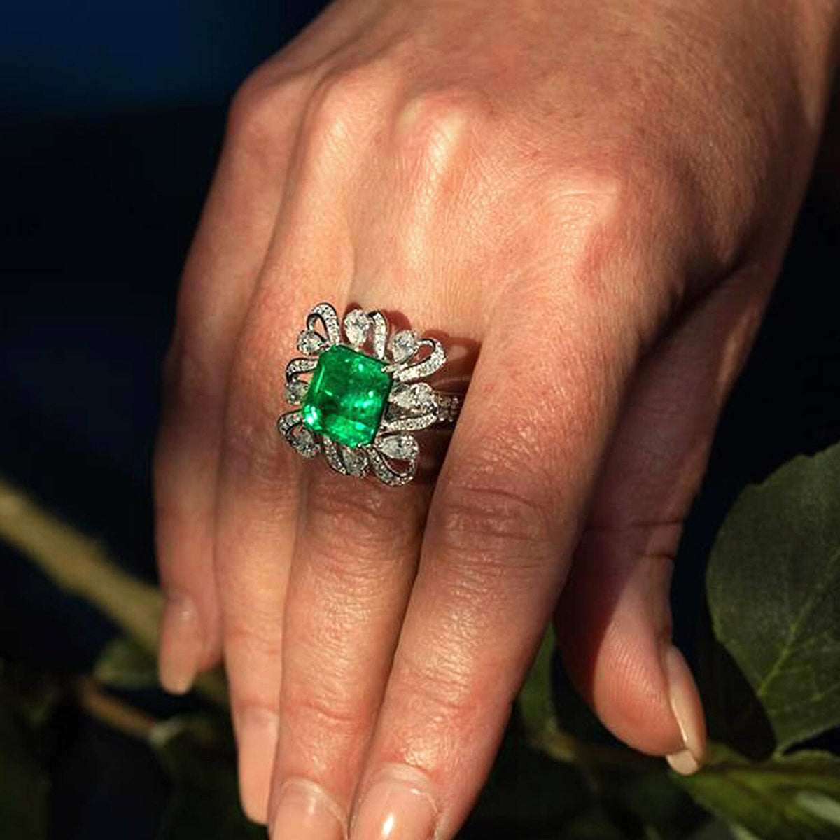 Chairman's Vault RHAPSODY 950 Platinum AAAA Ethiopian Emerald White Diamond VS Ring 9.30 Ct. 7769599 2