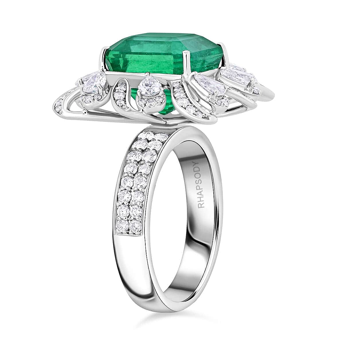 Chairman's Vault RHAPSODY 950 Platinum AAAA Ethiopian Emerald White Diamond VS Ring 9.30 Ct. 7769599 4