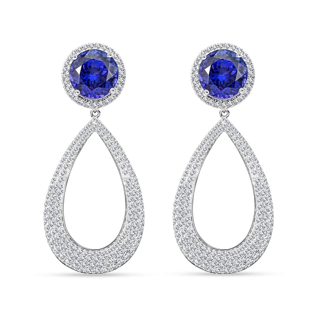 Certified and Appraised RHAPSODY 950 Platinum AAAA Tanzanite, E-F VS Diamond Earrings 18.65 ct.