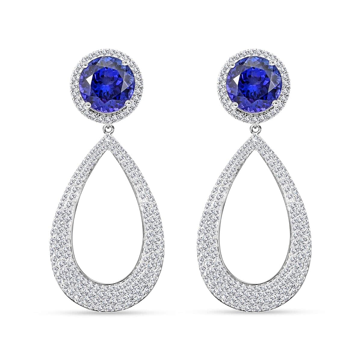 Chairman's Vault Collection Certified &amp; Appraised RHAPSODY AAAA Tanzanite, Natural Diamond Halo Earrings in 950 Platinum 18.65 Ct. 7769160 0