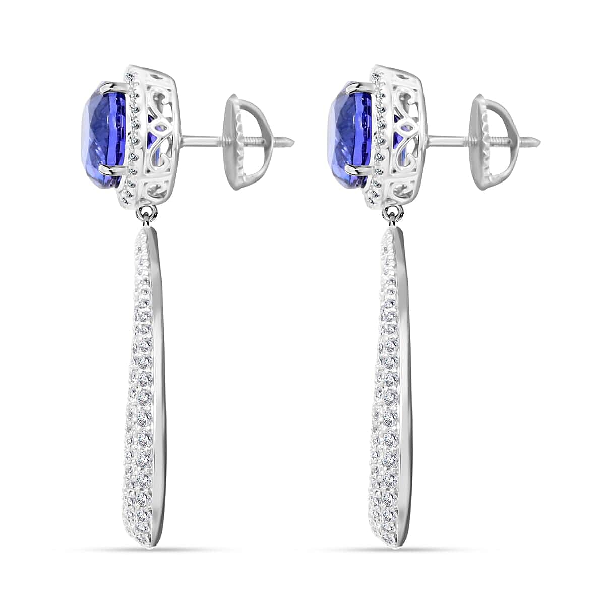 Chairman's Vault Collection Certified &amp; Appraised RHAPSODY AAAA Tanzanite, Natural Diamond Halo Earrings in 950 Platinum 18.65 Ct. 7769160 2