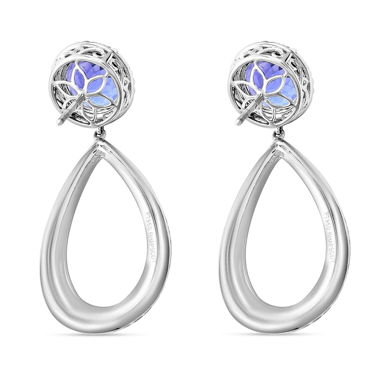Chairman's Vault Collection Certified &amp; Appraised RHAPSODY AAAA Tanzanite, Natural Diamond Halo Earrings in 950 Platinum 18.65 Ct. 7769160 4