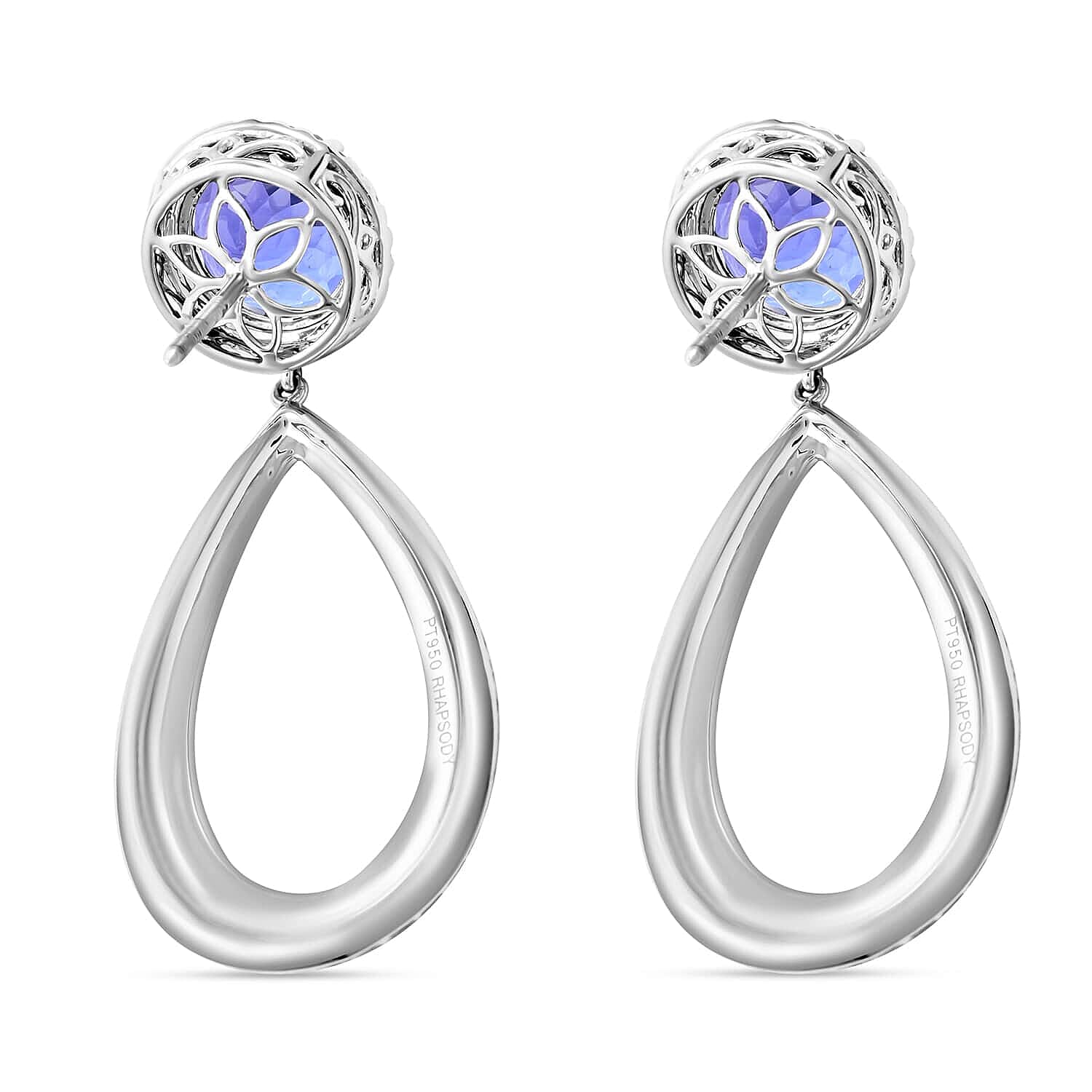 Chairman's Vault Collection Certified &amp; Appraised RHAPSODY AAAA Tanzanite, Natural Diamond Halo Earrings in 950 Platinum 18.65 Ct. 7769160 4