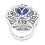 Certified and Appraised RHAPSODY 950 Platinum AAAA Tanzanite, Diamond E-F VS Halo Ring, 20.10 Ct