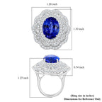 Certified and Appraised RHAPSODY 950 Platinum AAAA Tanzanite, Diamond E-F VS Halo Ring, 20.10 Ct