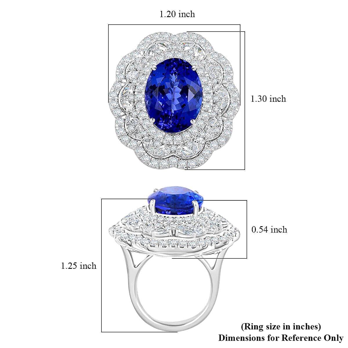 Certified and Appraised RHAPSODY AAAA 20.1 Ct Tanzanite, Diamond E-F VS Halo Ring in 950 Platinum 7769316 5