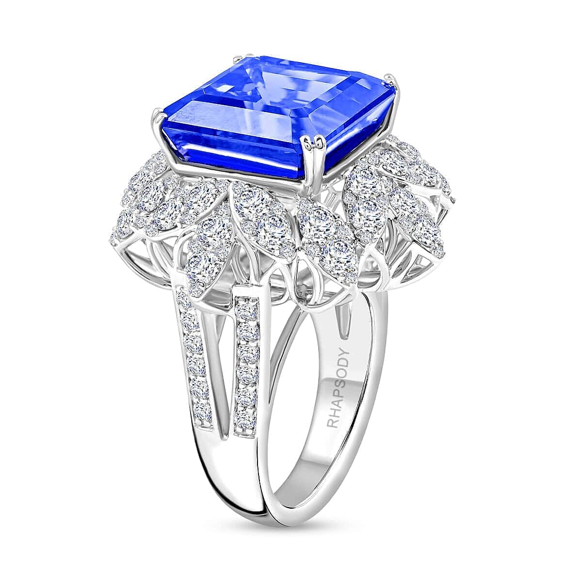 Chairman's Vault Collection 17.7 Ct. AAAA Tanzanite, Natural Diamond Cluster Ring in 950 Platinum 7769231 2