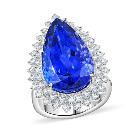 Chairman's Vault Collection- RHAPSODY 950 Platinum AAAA Tanzanite &amp; AGI Certified Diamond (VS/E-F) Pear Cut Ring 7769261 1