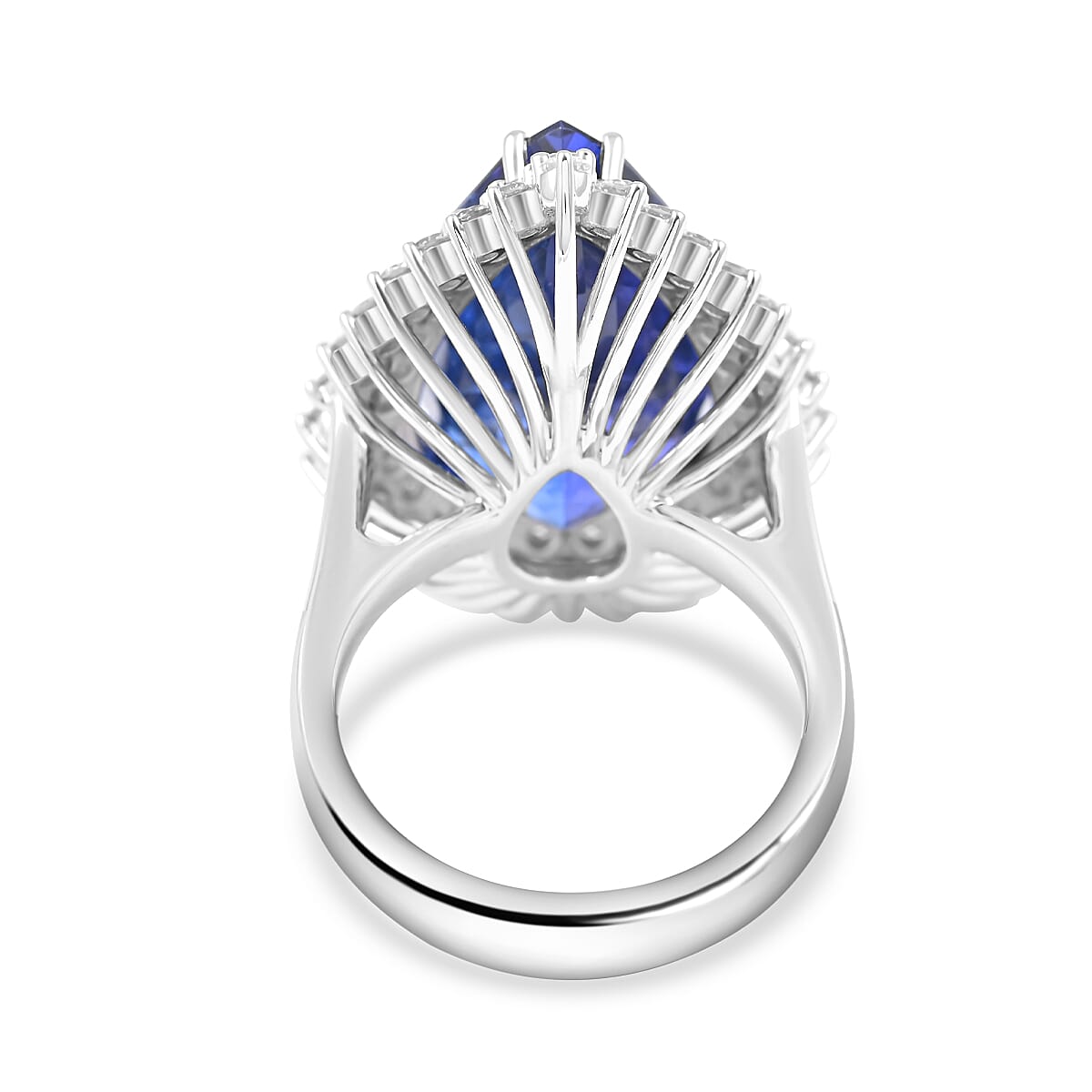 Chairman's Vault Collection- RHAPSODY 950 Platinum AAAA Tanzanite &amp; AGI Certified Diamond (VS/E-F) Pear Cut Ring 7769261 4