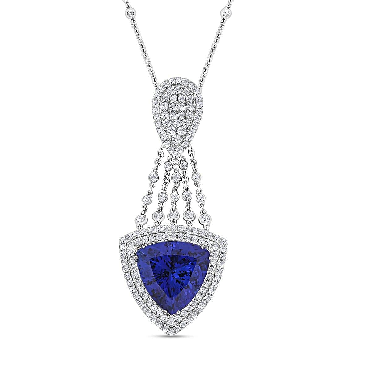 Certified and Appraised RHAPSODY AAAA 22.1 Ct. Tanzanite, E-F VS Diamond Necklace in 950 Platinum 7779279 0