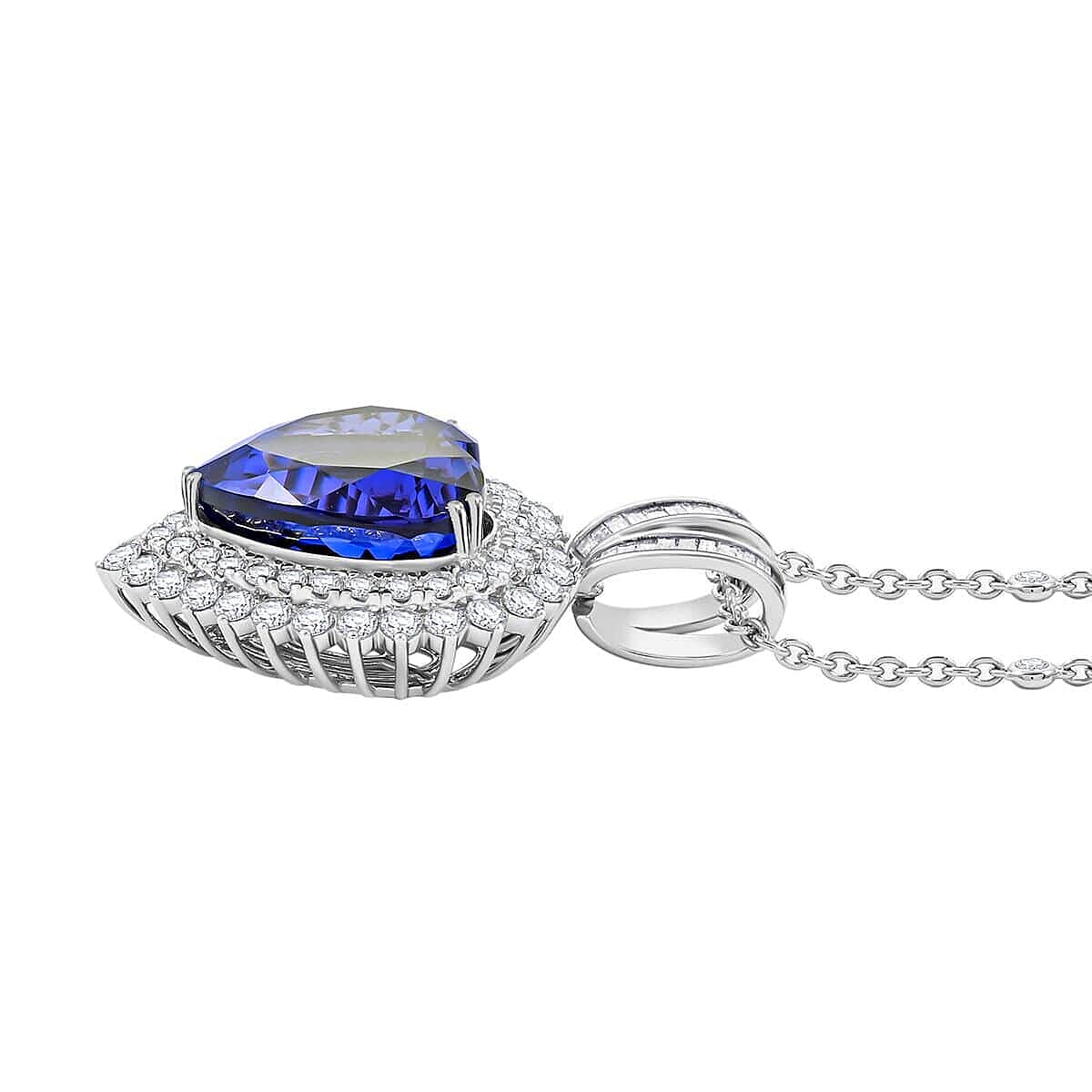 Chairman's Vault Collection Certified &amp; Appraised RHAPSODY AAAA Tanzanite, Natural Diamond Heart Pendant in 950 Platinum with 18-inch Chain, 23.45 Ct. 7768371 5
