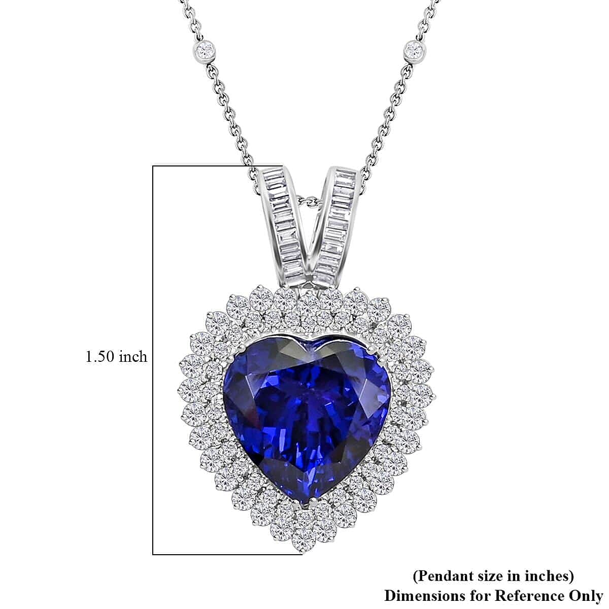 Chairman's Vault Collection Certified &amp; Appraised RHAPSODY AAAA Tanzanite, Natural Diamond Heart Pendant in 950 Platinum with 18-inch Chain, 23.45 Ct. 7768371 8