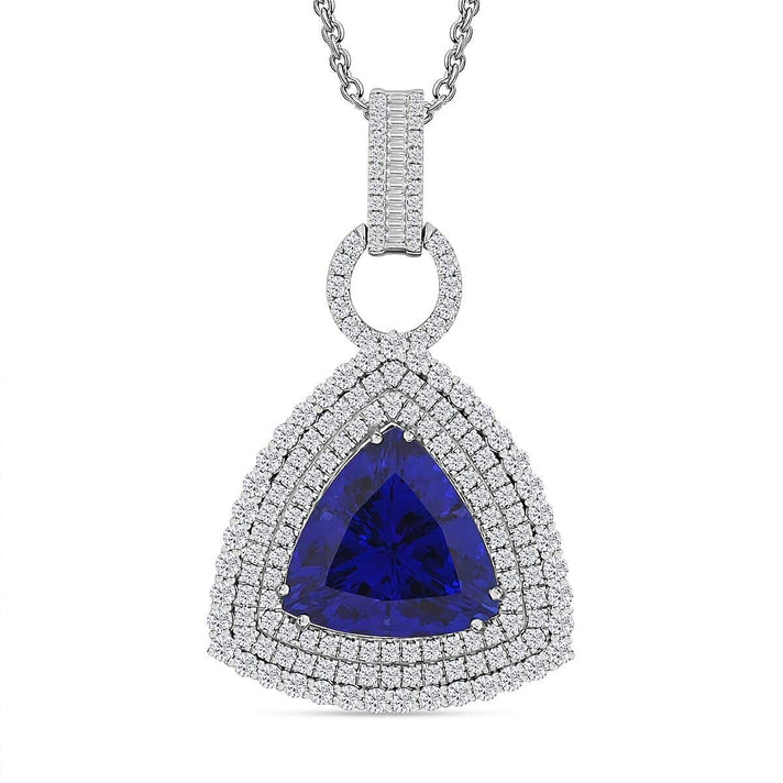 Chairman's Vault Collection Certified &amp; Appraised  AAAA Tanzanite, Natural Diamond Triple Halo Pendant in 950 Platinum with 18-inch Chain 24.39 Ct. 7768370 1