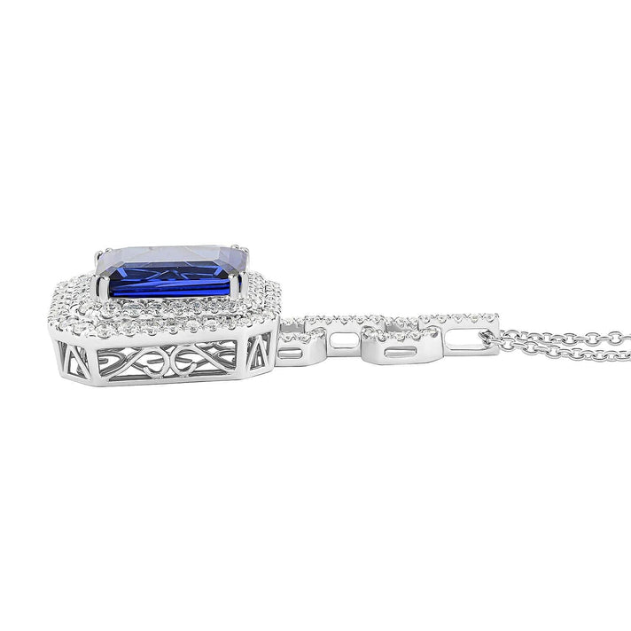 Chairman Vault Collection Certified &amp; Appraised RHAPSODY AAAA Tanzanite, Diamond Halo Pendant Necklace in 950 Platinum 18 Inches 26.07 Ct. 7768354 2