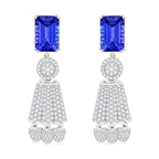 Certified and Appraised RHAPSODY 950 Platinum AAAA Tanzanite, Diamond Dangle Earrings 25.47 ct.
