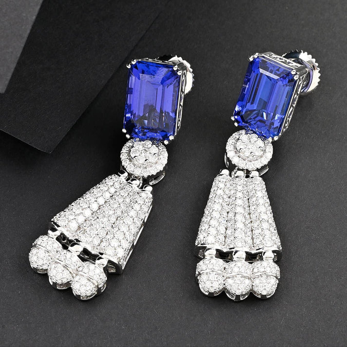 Chairman's Vault Collection Certified &amp; Appraised RHAPSODY AAAA Tanzanite, Natural Diamond Dangling Earrings in 950 Platinum 25.47 Ct. 7768858 2