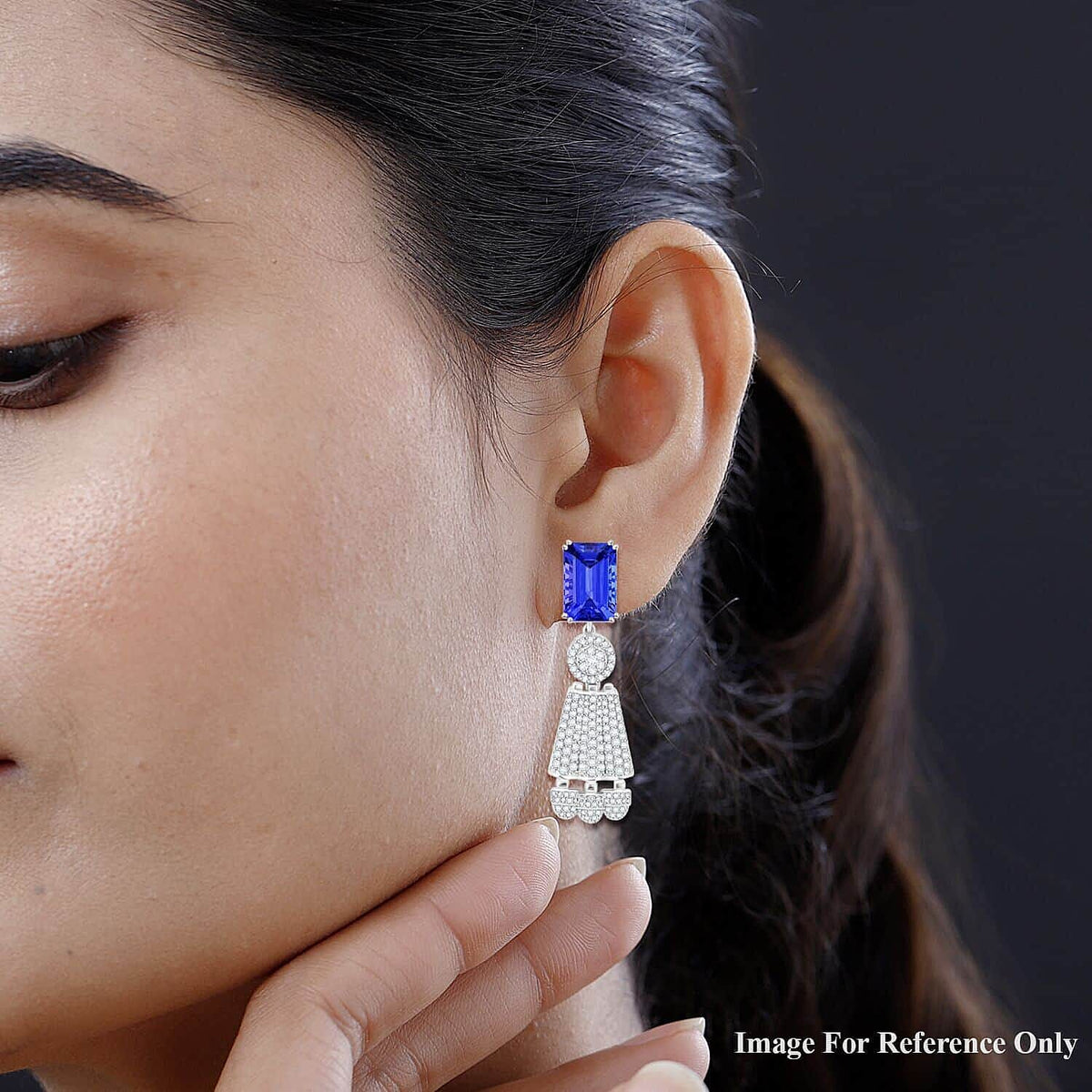 Chairman's Vault Collection Certified &amp; Appraised RHAPSODY AAAA Tanzanite, Natural Diamond Dangling Earrings in 950 Platinum 25.47 Ct. 7768858 3