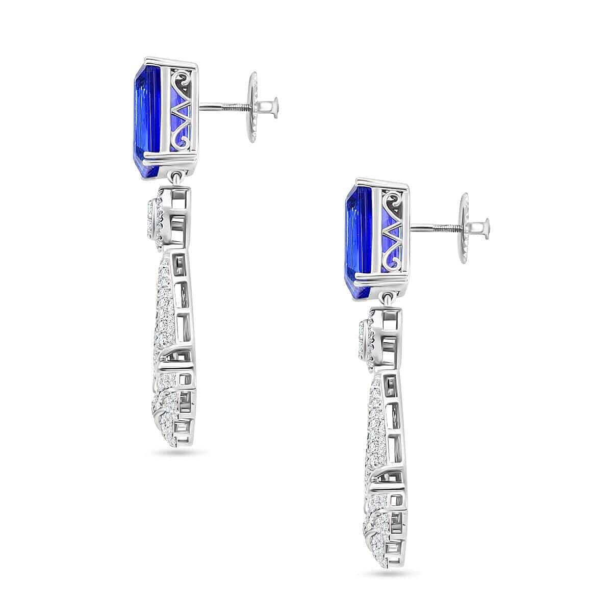 Chairman's Vault Collection Certified &amp; Appraised RHAPSODY AAAA Tanzanite, Natural Diamond Dangling Earrings in 950 Platinum 25.47 Ct. 7768858 5