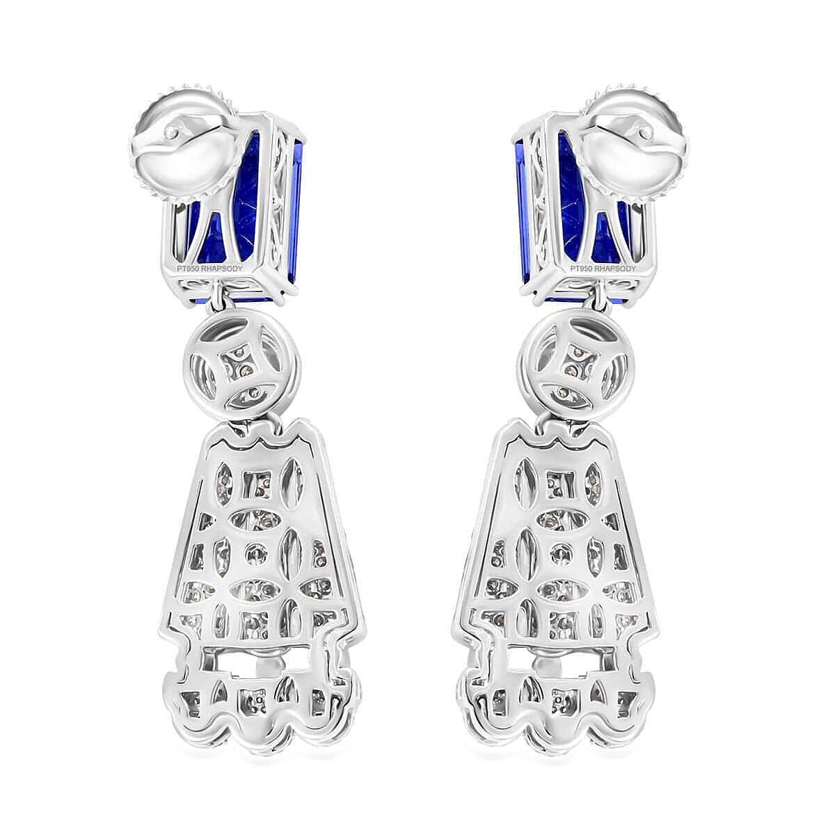 Chairman's Vault Collection Certified &amp; Appraised RHAPSODY AAAA Tanzanite, Natural Diamond Dangling Earrings in 950 Platinum 25.47 Ct. 7768858 6