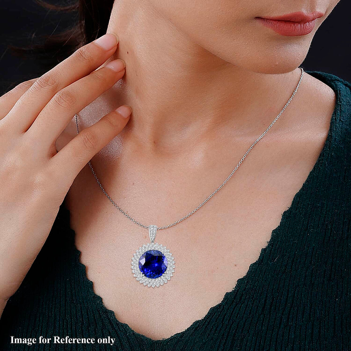 Chairman's Vault Collection 21.2 Ct. AAAA Tanzanite, Diamond Halo Pendant in 950 Platinum with 18-inch Chain 7768821 2