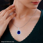 RHAPSODY 950 Platinum AGI Certified AAAA Tanzanite & VS-EF Diamond Halo Pendent wiith Chain (Size- 18) 24.70 Ct