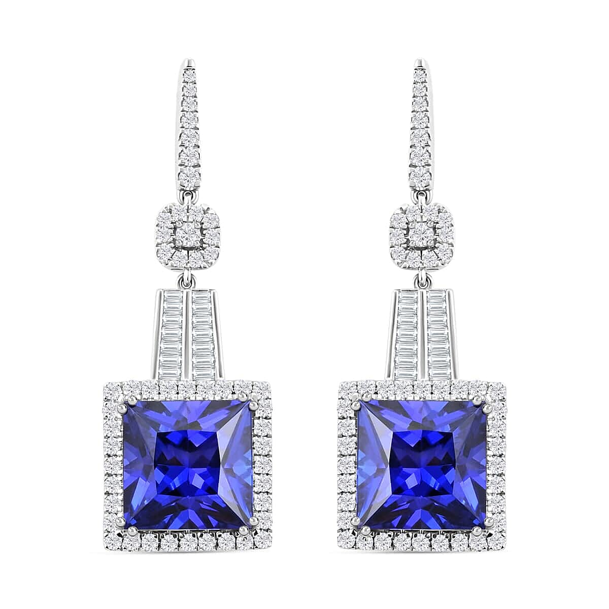 Chairman's Vault Collection Certified &amp; Appraised RHAPSODY 21.57 Ct. AAAA Tanzanite, 2.47 Ct. Natural Diamond Halo Earrings in 950 Platinum 7769112 0
