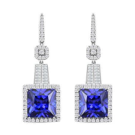 Chairman's Vault Collection Certified &amp; Appraised RHAPSODY AAAA Tanzanite, Natural Diamond Halo Earrings in 950 Platinum 24 Ct. 7769112 1