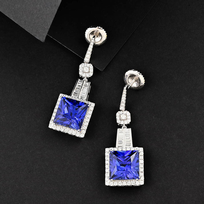 Chairman's Vault Collection Certified &amp; Appraised RHAPSODY AAAA Tanzanite, Natural Diamond Halo Earrings in 950 Platinum 24 Ct. 7769112 2
