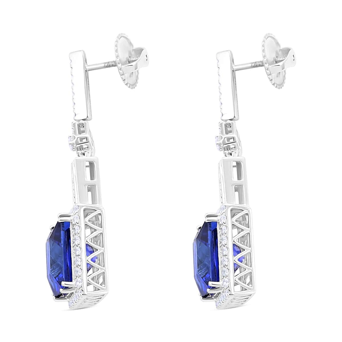 Chairman's Vault Collection Certified &amp; Appraised RHAPSODY 21.57 Ct. AAAA Tanzanite, 2.47 Ct. Natural Diamond Halo Earrings in 950 Platinum 7769112 4