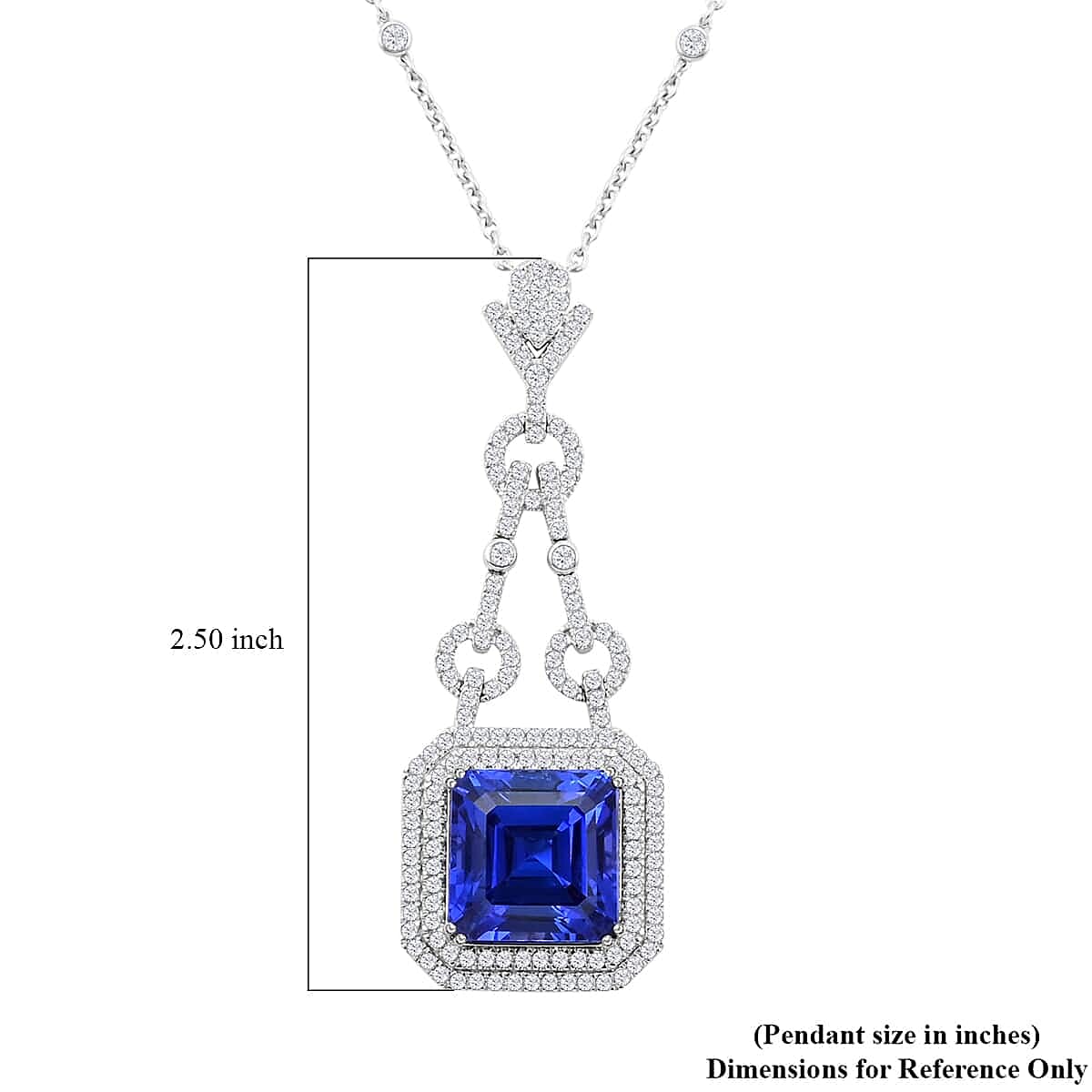 Chairman's Vault Collection Certified &amp; Appraised RHAPSODY AAAA Tanzanite, Natural Diamond Double Halo Pendant in 950 Platinum with 18-inch Chain 24.85 Ct. 7768824 6