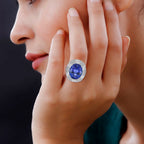 Certified and Appraised RHAPSODY 950 Platinum AAAA Tanzanite and E-F VS Diamond Ring 27.15 ct.