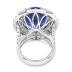 Certified and Appraised RHAPSODY 950 Platinum AAAA Tanzanite and E-F VS Diamond Ring 27.15 ct.