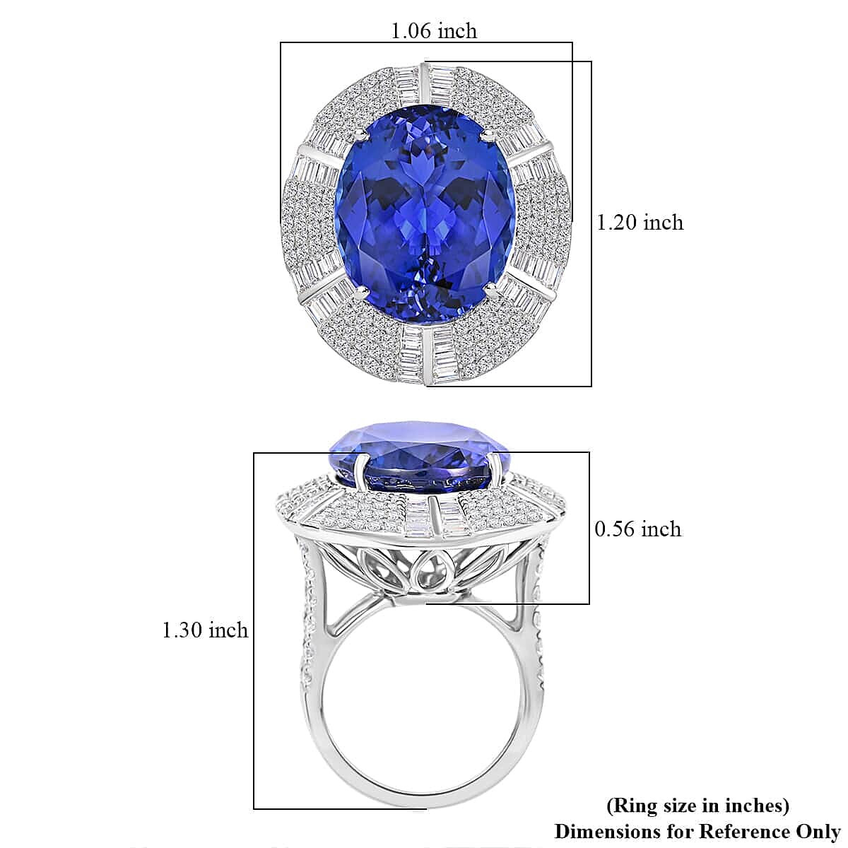 RHAPSODY Certified and Appraised 27.1 Ct. AAAA Tanzanite, Diamond VS E-F Halo Ring in 950 Platinum 7769375 5