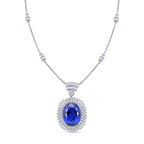 Certified and Appraised RHAPSODY 950 Platinum AAAA Tanzanite, Diamond Necklace 18 Inches 35.06 ct.